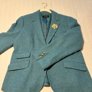 Talbots Teal Wool-Blend Blazer with Gathered Back Detail!